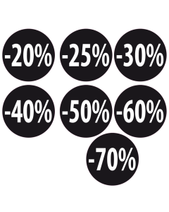 Svartir límmiðar m/ prósentutölum - 1.000 stk