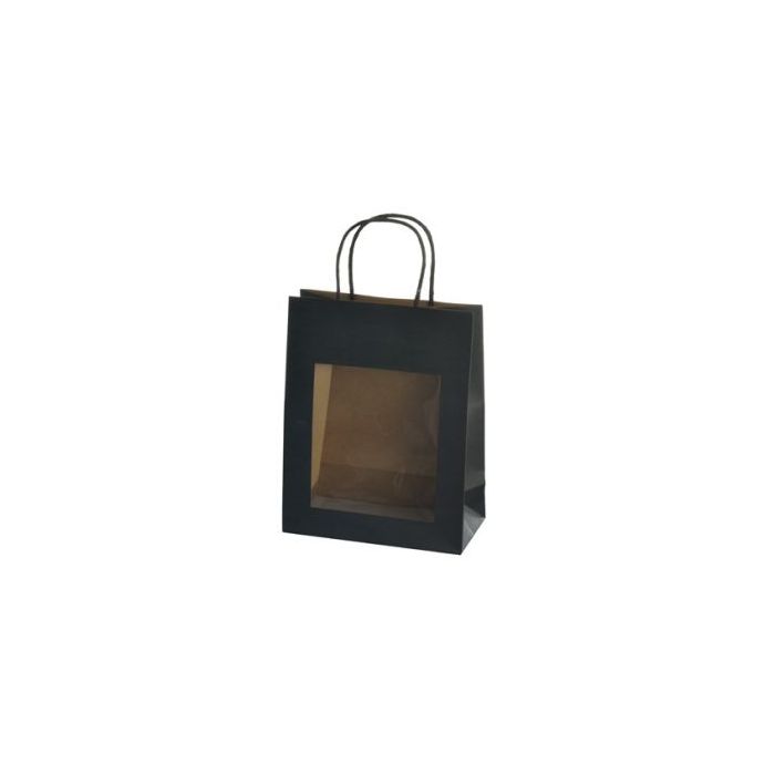 Gavepose med vindue 22x11x28 cm SORT 12 stk