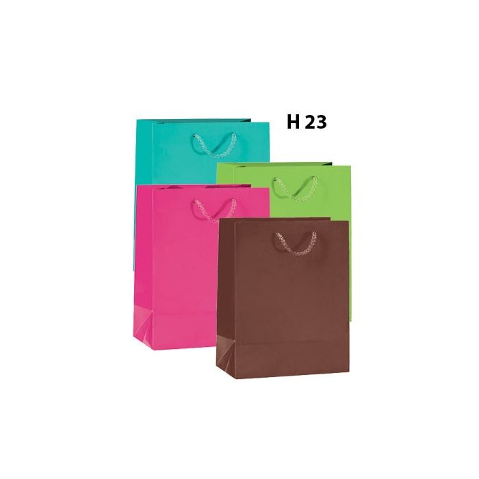 Matt paper carrier bags with height of 23 cm.